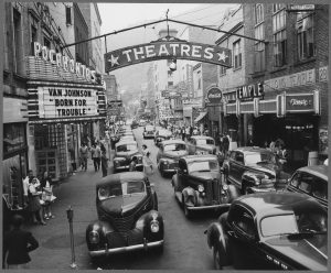 A mid‑century American street scene – everyday life in post‑war America.